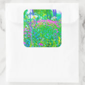 アクアブルー印象派の庭園風景 スクエアシール (バッグ)