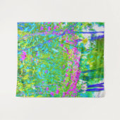 アクアブルー印象派の庭園風景 タペストリー (正面(横))