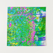 アクアブルー印象派の庭園風景 タペストリー (正面(横))