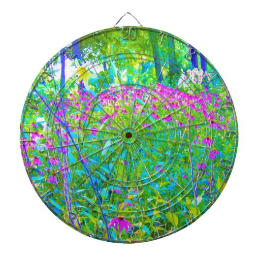 アクアブルー印象派の庭園風景 ダーツボード (正面)