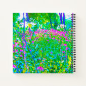 アクアブルー印象派の庭園風景 ノートブック (裏面)