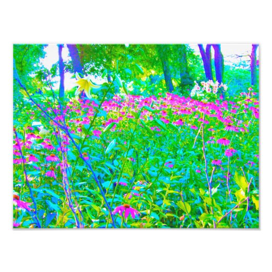 アクアブルー印象派の庭園風景 フォトプリント (正面)