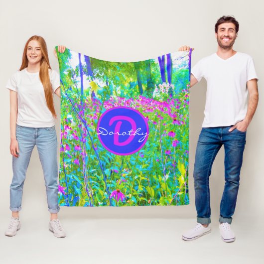 アクアブルー印象派の庭園風景 フリースブランケット (インサイチュ)