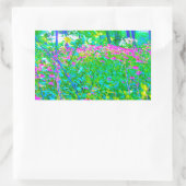 アクアブルー印象派の庭園風景 長方形シール (バッグ)