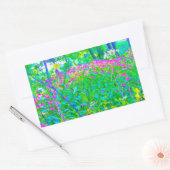 アクアブルー印象派の庭園風景 長方形シール (封筒)