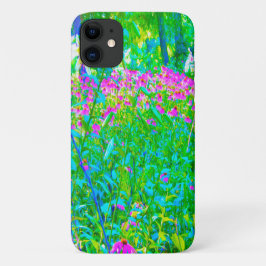 アクアブルー印象派の庭園風景 iPhone 11 ケース