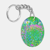 アクアブルー印象派庭園風景 キーホルダー (正面左)