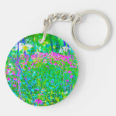 アクアブルー印象派庭園風景 キーホルダー (裏面)