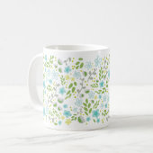 アクアブルー名前をカスタムするかわいらしフローラガーリーマグ コーヒーマグカップ (正面左)