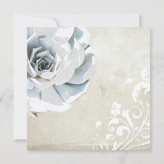 アクアブルー多肉性シモダンックブライダルシャワー 招待状 (裏面)