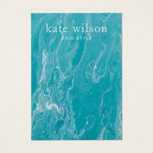 アクアブルー大理石イヤリングディスプレイカード (正面)