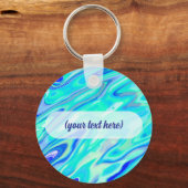 アクアブルー大理石テクスチャ抽象芸術液体パターン キーホルダー (裏面)
