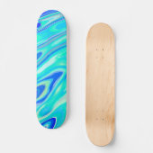 アクアブルー大理石テクスチャ抽象芸術液体パターン スケートボード (正面)