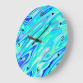 アクアブルー大理石テクスチャ抽象芸術液体パターン ラージ壁時計 (傾斜)