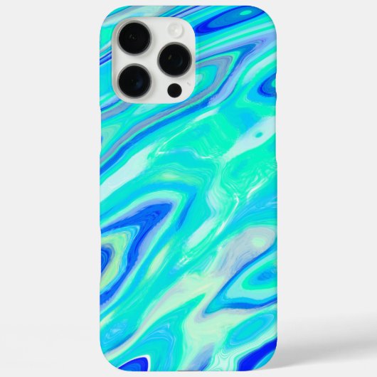 アクアブルー大理石テクスチャ抽象芸術液体パターン Case-Mate iPhoneケース (裏面)