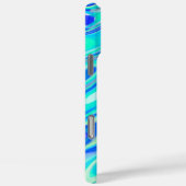 アクアブルー大理石テクスチャ抽象芸術液体パターン Case-Mate iPhoneケース (裏面 / 右)
