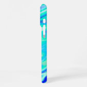 アクアブルー大理石テクスチャ抽象芸術液体パターン iPhoneケース (左側面)