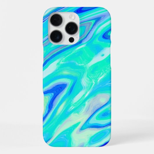 アクアブルー大理石テクスチャ抽象芸術液体パターン iPhoneケース (裏面)