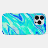 アクアブルー大理石テクスチャ抽象芸術液体パターン iPhoneケース (裏面横)