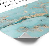 アクアブルー大理石金ゴールドアゲ結婚ートのシーティングチャート ポスター (角)