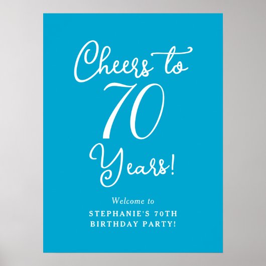 アクアブルー応援から70年誕生日ウェルカムサイン ポスター (正面)