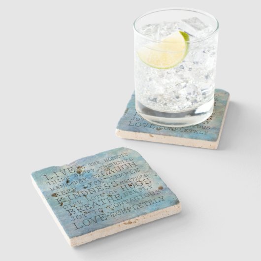 アクアブルー感動的引用文     ストーンコースター (横)