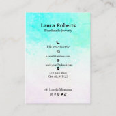 アクアブルー抽象芸術ウォーターカラースタッドイヤリング 名刺 (裏面)