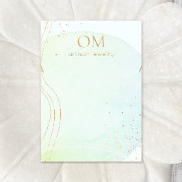 アクアブルー抽象芸術ウォーターカラーネックレス 名刺