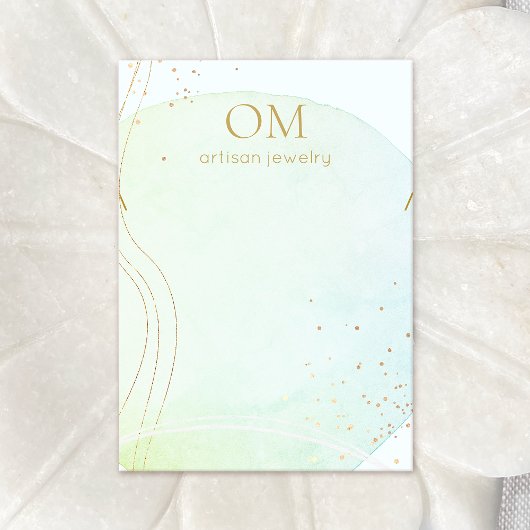 アクアブルー抽象芸術ウォーターカラーネックレス 名刺