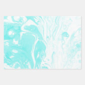 アクアブルー抽象芸術マーブル ラッピングペーパーシート (正面3)