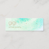 アクアブルー抽象芸術水彩スタッズイヤリング スキニー名刺 (正面)