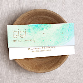 アクアブルー抽象芸術水彩スタッズイヤリング スキニー名刺