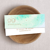 アクアブルー抽象芸術水彩スタッズイヤリング スキニー名刺