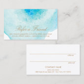 アクアブルー抽象芸術水彩顧客紹介 紹介カード (正面/裏面)