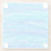 アクアブルー抽象芸術波 ガラスコースター (裏面)
