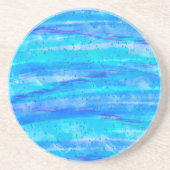 アクアブルー抽象芸術波 コースター (正面)