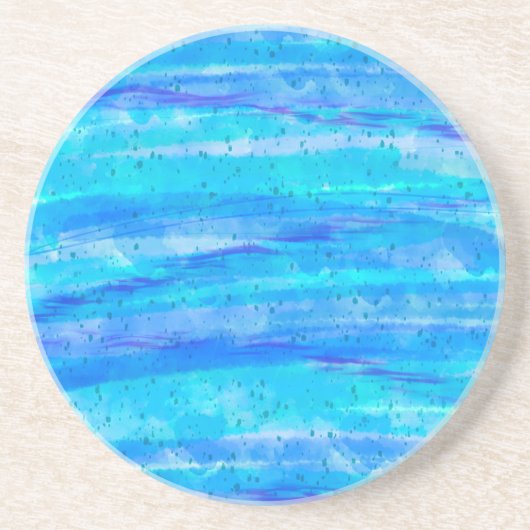 アクアブルー抽象芸術波 コースター (正面)