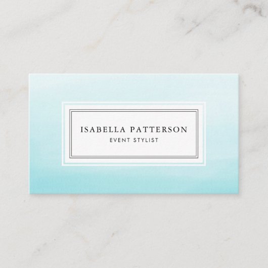 アクアブルー水グラデーション色モダン名刺 名刺 (正面)