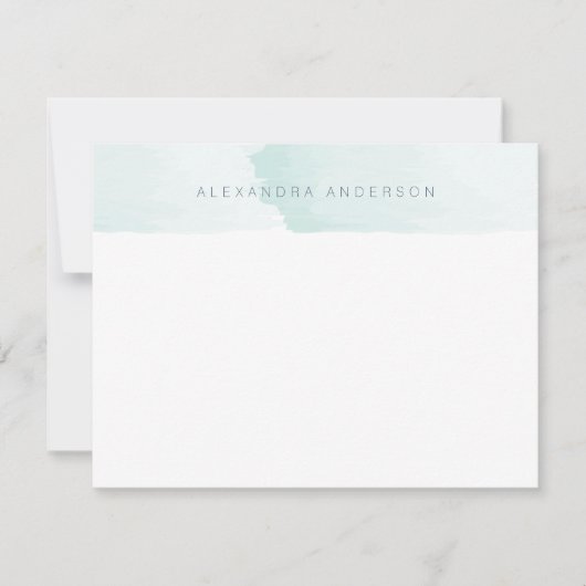 アクアブルー水彩個人文房具ノートカード ノートカード (正面)
