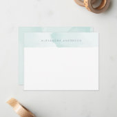 アクアブルー水彩個人文房具ノートカード ノートカード (正面/裏面インサイチュ)