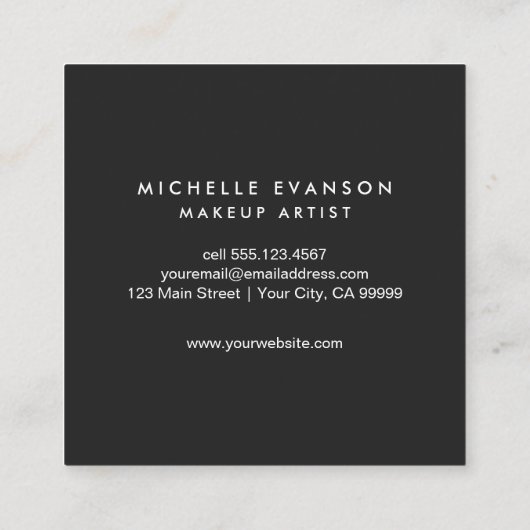 アクアブルー水彩筆画メーキャップ スクエア名刺 (裏面)