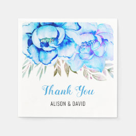 アクアブルー水彩花フローラ結婚ズ スタンダードカクテルナプキン