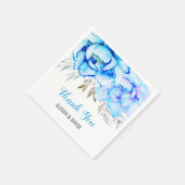 アクアブルー水彩花フローラ結婚ズ スタンダードカクテルナプキン (角)