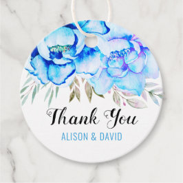 アクアブルー水彩花フローラ結婚ズ フェイバータグ