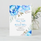 アクアブルー水彩花フローラ結婚ズ 招待状 (スタンド正面)