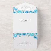 アクアブルー水彩花秋の結婚式 オールインワン招待状 (外側)