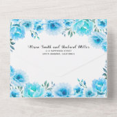 アクアブルー水彩花秋の結婚式 オールインワン招待状 (裏面)