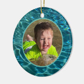 アクアブルー水模様、波打つ海波 セラミックオーナメント (左)