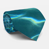 アクアブルー水模様、波打つ海波 ネクタイ (ロール)