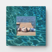 アクアブルー水模様、波打つ海波 フォトプラーク (正面)